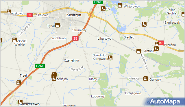 mapa Sokolniki Klonowskie, Sokolniki Klonowskie na mapie Targeo