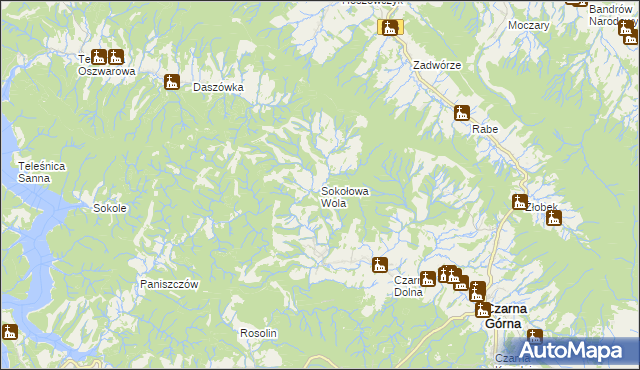 mapa Sokołowa Wola, Sokołowa Wola na mapie Targeo