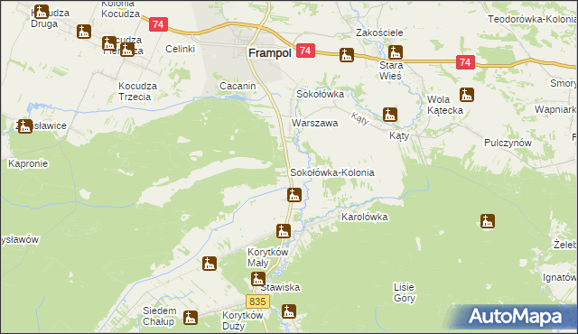 mapa Sokołówka-Kolonia, Sokołówka-Kolonia na mapie Targeo