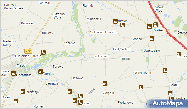 mapa Sokołowo gmina Brześć Kujawski, Sokołowo gmina Brześć Kujawski na mapie Targeo