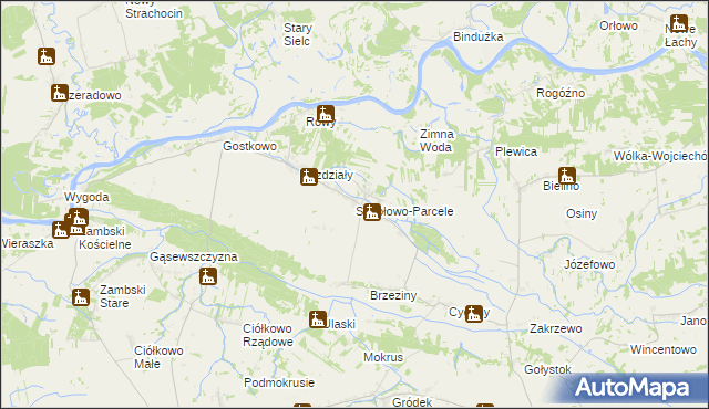 mapa Sokołowo-Parcele gmina Obryte, Sokołowo-Parcele gmina Obryte na mapie Targeo