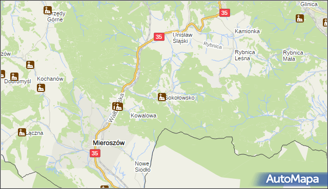 mapa Sokołowsko, Sokołowsko na mapie Targeo