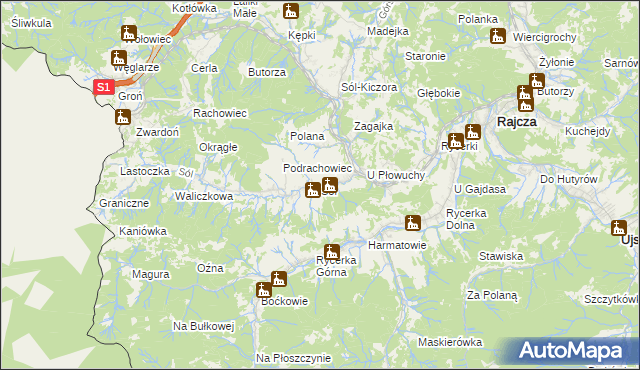 mapa Sól gmina Rajcza, Sól gmina Rajcza na mapie Targeo