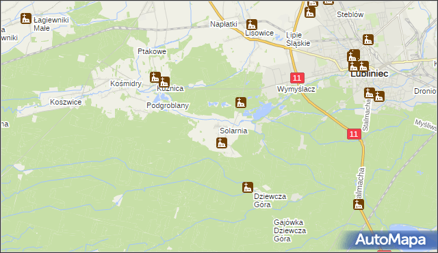 mapa Solarnia gmina Pawonków, Solarnia gmina Pawonków na mapie Targeo