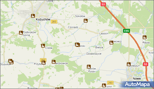 mapa Solniki gmina Kożuchów, Solniki gmina Kożuchów na mapie Targeo