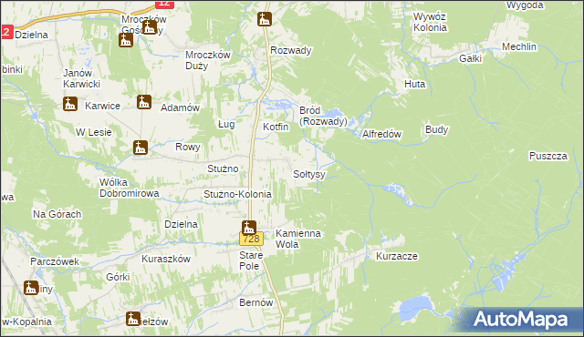 mapa Sołtysy gmina Gielniów, Sołtysy gmina Gielniów na mapie Targeo