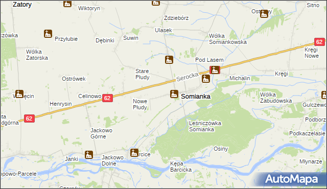 mapa Somianka-Parcele, Somianka-Parcele na mapie Targeo