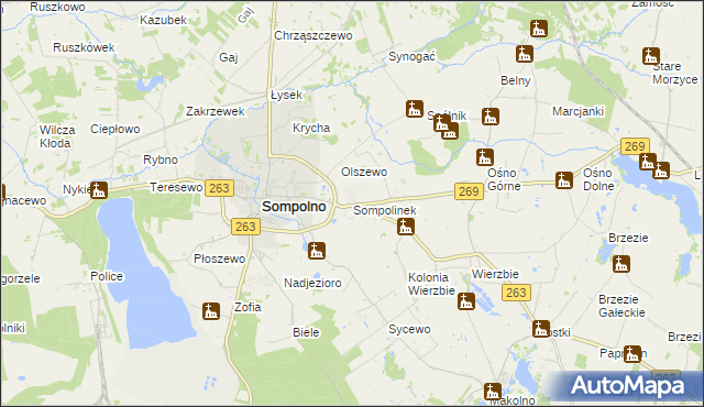 mapa Sompolinek, Sompolinek na mapie Targeo