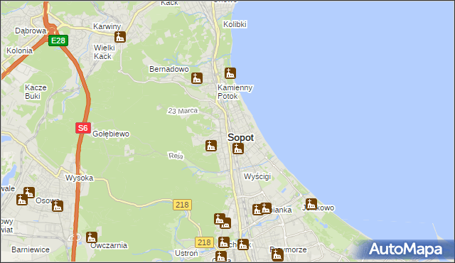 mapa Sopotu, Sopot na mapie Targeo