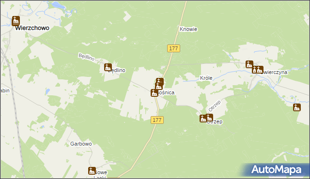 mapa Sośnica gmina Wierzchowo, Sośnica gmina Wierzchowo na mapie Targeo