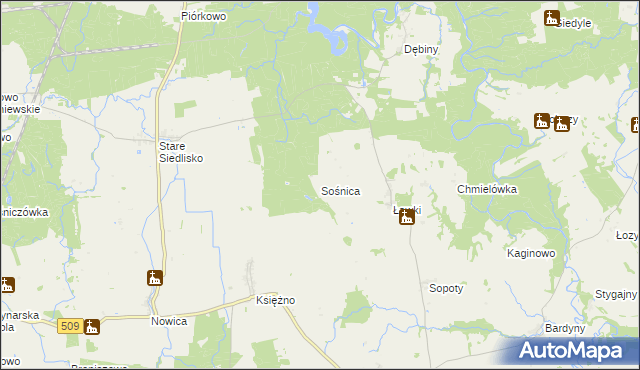 mapa Sośnica gmina Wilczęta, Sośnica gmina Wilczęta na mapie Targeo