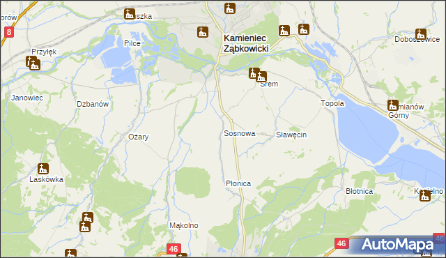 mapa Sosnowa, Sosnowa na mapie Targeo