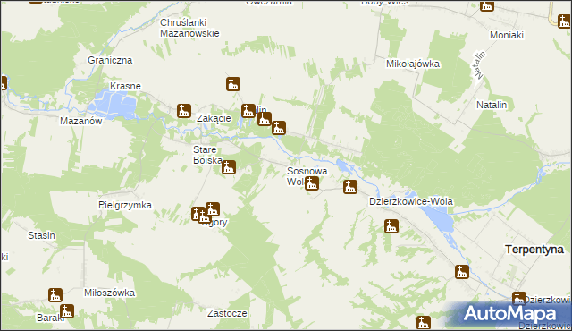 mapa Sosnowa Wola gmina Dzierzkowice, Sosnowa Wola gmina Dzierzkowice na mapie Targeo