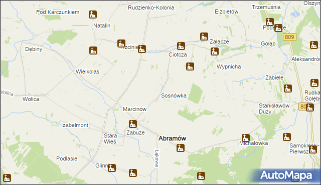 mapa Sosnówka gmina Abramów, Sosnówka gmina Abramów na mapie Targeo