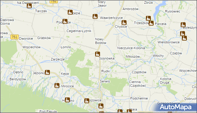 mapa Sosnówka gmina Nowa Słupia, Sosnówka gmina Nowa Słupia na mapie Targeo