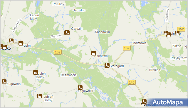 mapa Sosnowo gmina Resko, Sosnowo gmina Resko na mapie Targeo