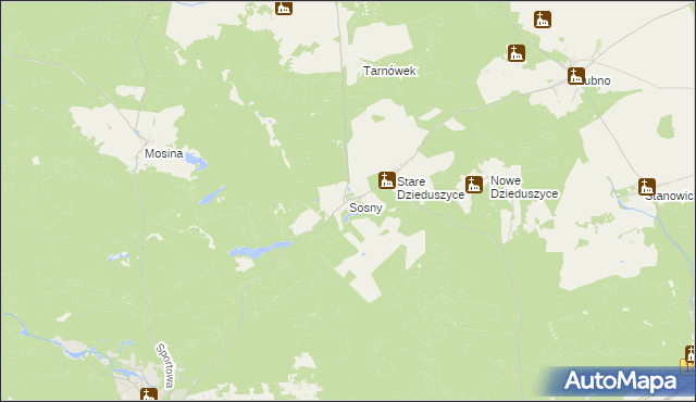 mapa Sosny, Sosny na mapie Targeo