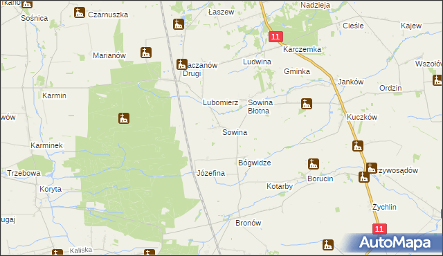 mapa Sowina gmina Pleszew, Sowina gmina Pleszew na mapie Targeo