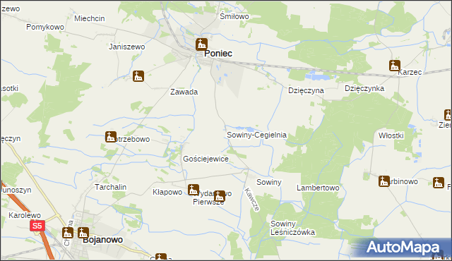 mapa Sowiny-Cegielnia, Sowiny-Cegielnia na mapie Targeo