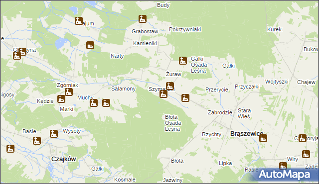 mapa Sowizdrzały gmina Brąszewice, Sowizdrzały gmina Brąszewice na mapie Targeo