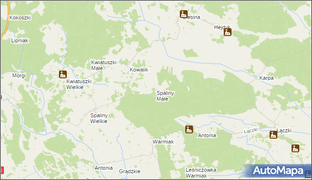 mapa Spaliny Małe, Spaliny Małe na mapie Targeo