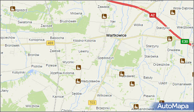 mapa Spędoszyn, Spędoszyn na mapie Targeo