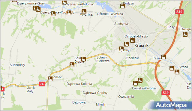 mapa Spławy Pierwsze, Spławy Pierwsze na mapie Targeo