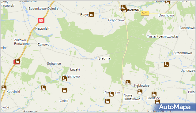 mapa Srebrna gmina Naruszewo, Srebrna gmina Naruszewo na mapie Targeo