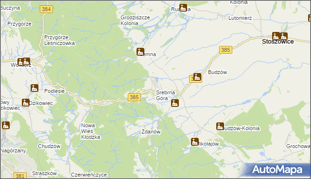 mapa Srebrna Góra gmina Stoszowice, Srebrna Góra gmina Stoszowice na mapie Targeo