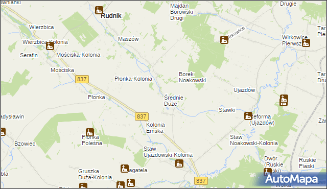 mapa Średnie Duże gmina Nielisz, Średnie Duże gmina Nielisz na mapie Targeo