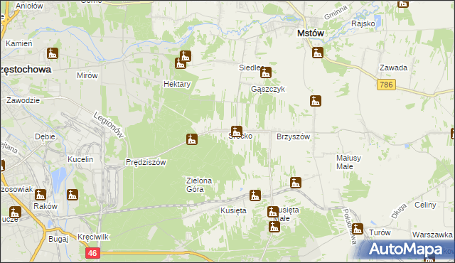 mapa Srocko gmina Mstów, Srocko gmina Mstów na mapie Targeo