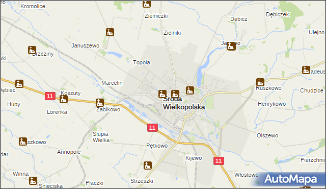 mapa Środa Wielkopolska, Środa Wielkopolska na mapie Targeo