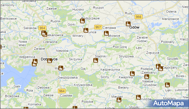 mapa Stadniki gmina Dobczyce, Stadniki gmina Dobczyce na mapie Targeo