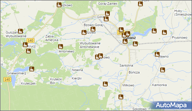 mapa Stajkowo gmina Lubasz, Stajkowo gmina Lubasz na mapie Targeo