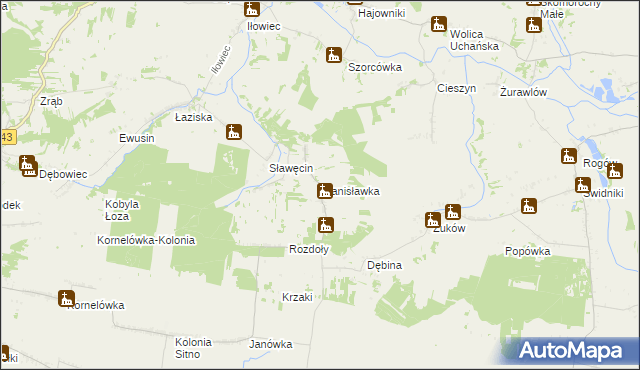 mapa Stanisławka gmina Sitno, Stanisławka gmina Sitno na mapie Targeo