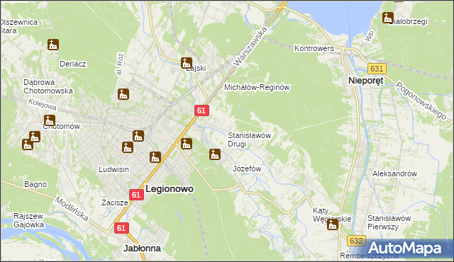 mapa Stanisławów Drugi gmina Nieporęt, Stanisławów Drugi gmina Nieporęt na mapie Targeo