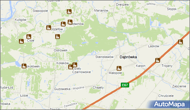 mapa Stanisławów gmina Dąbrówka, Stanisławów gmina Dąbrówka na mapie Targeo