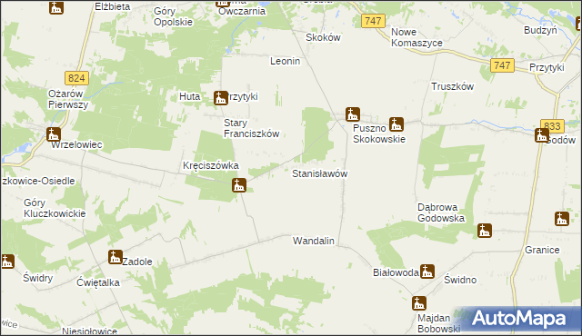 mapa Stanisławów gmina Opole Lubelskie, Stanisławów gmina Opole Lubelskie na mapie Targeo