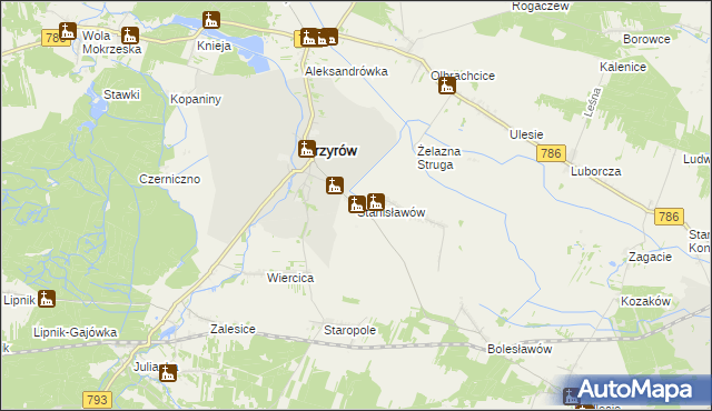 mapa Stanisławów gmina Przyrów, Stanisławów gmina Przyrów na mapie Targeo