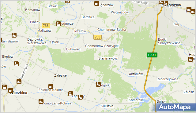 mapa Stanisławów gmina Skaryszew, Stanisławów gmina Skaryszew na mapie Targeo