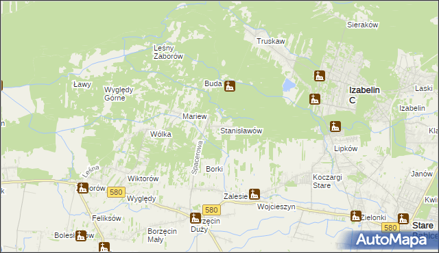 mapa Stanisławów gmina Stare Babice, Stanisławów gmina Stare Babice na mapie Targeo