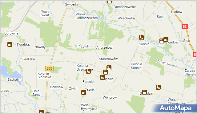 mapa Stanisławów gmina Ulan-Majorat, Stanisławów gmina Ulan-Majorat na mapie Targeo