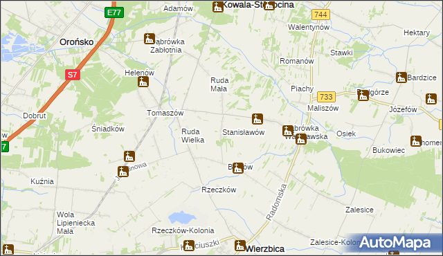 mapa Stanisławów gmina Wierzbica, Stanisławów gmina Wierzbica na mapie Targeo