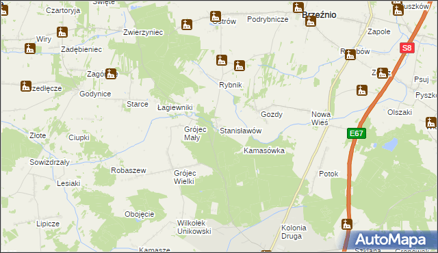 mapa Stanisławów gmina Złoczew, Stanisławów gmina Złoczew na mapie Targeo