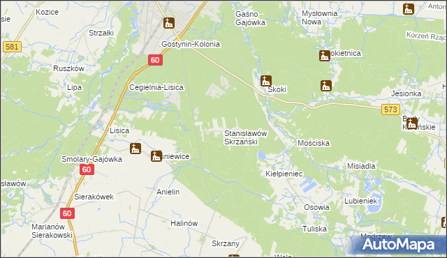 mapa Stanisławów Skrzański, Stanisławów Skrzański na mapie Targeo