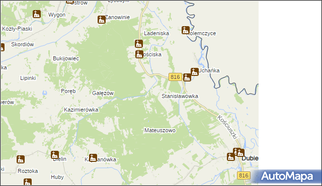 mapa Stanisławówka gmina Dubienka, Stanisławówka gmina Dubienka na mapie Targeo