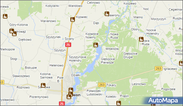 mapa Stanisławowo gmina Ślesin, Stanisławowo gmina Ślesin na mapie Targeo