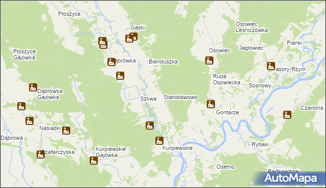 mapa Stanisławowo gmina Zbójna, Stanisławowo gmina Zbójna na mapie Targeo