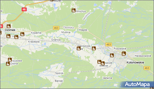 mapa Staniszcze Małe, Staniszcze Małe na mapie Targeo