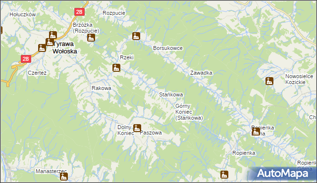 mapa Stańkowa gmina Ustrzyki Dolne, Stańkowa gmina Ustrzyki Dolne na mapie Targeo